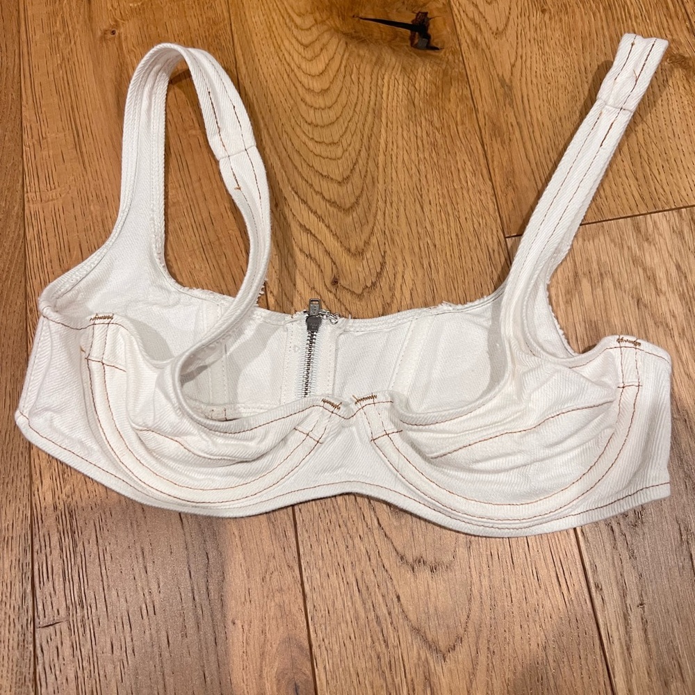 White fox size XS denim going out top with underwire